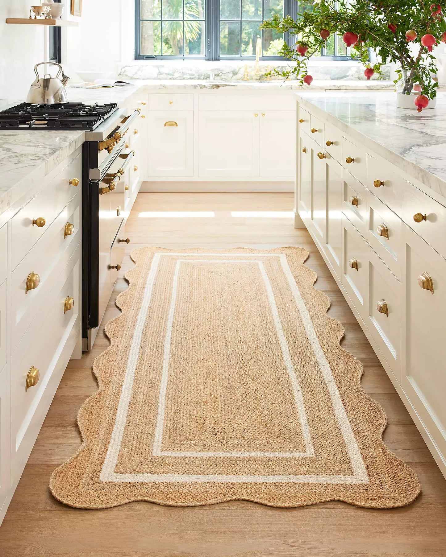 Jute Scalloped Bohemian Decor Handwoven Custom Decorative Rug
