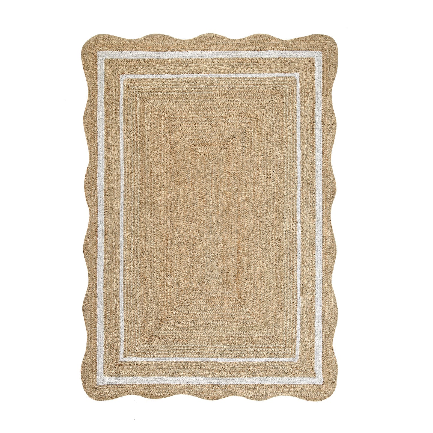 Jute Scalloped Bohemian Decor Handwoven Custom Decorative Rug