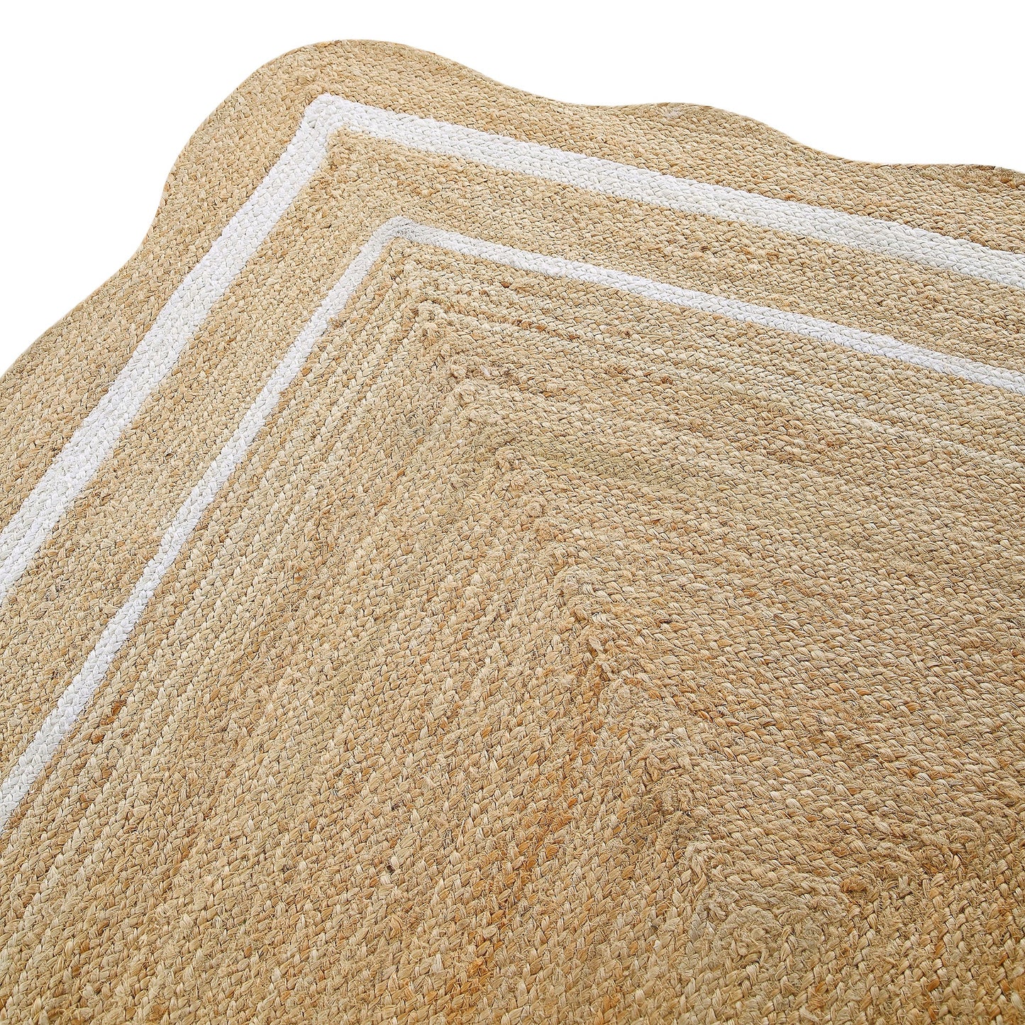 Jute Scalloped Bohemian Decor Handwoven Custom Decorative Rug