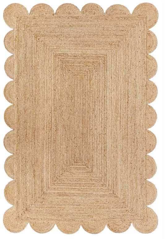 Scalloped Natural Jute Area Rugs for home decore