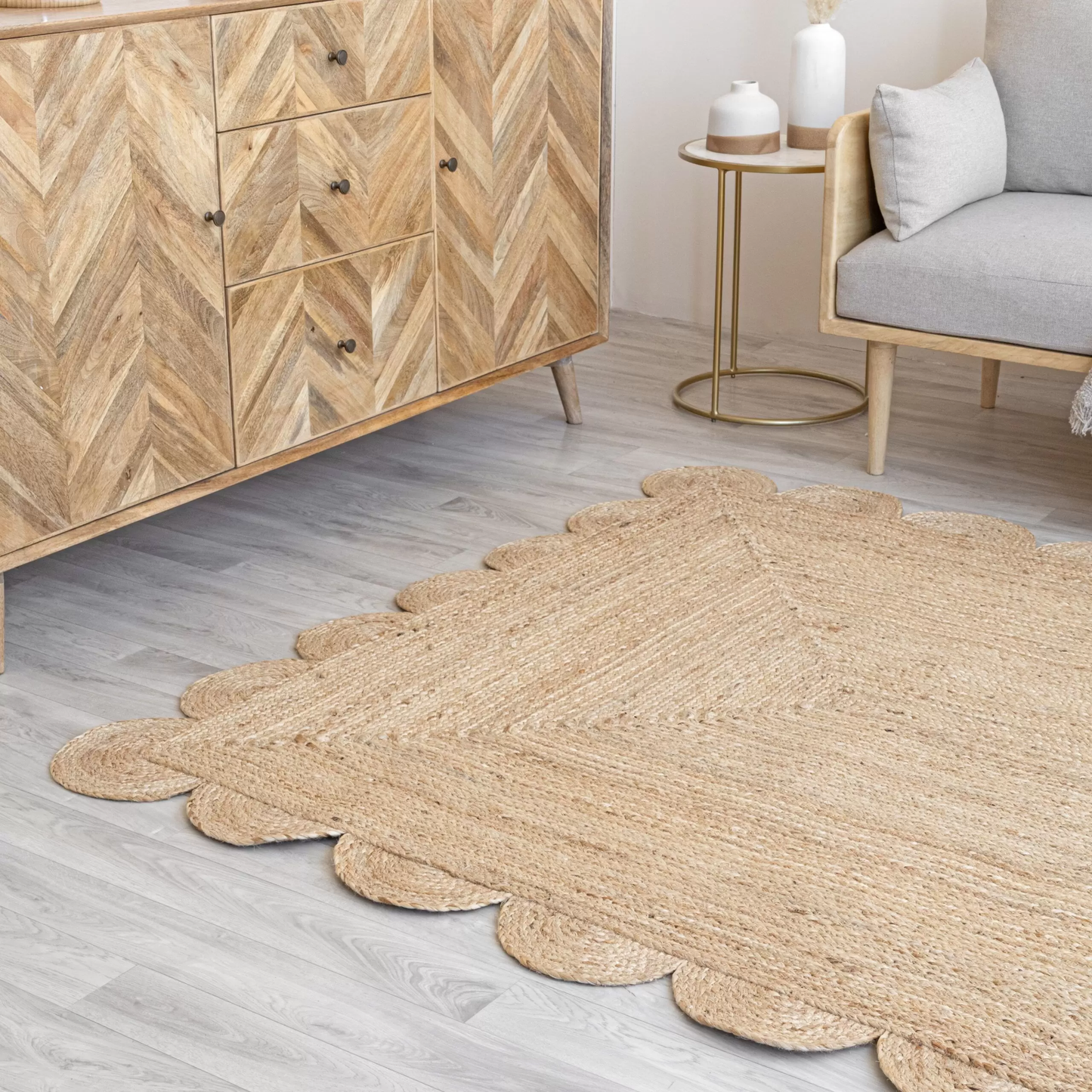 Scalloped Natural Jute Area Rugs for home decore