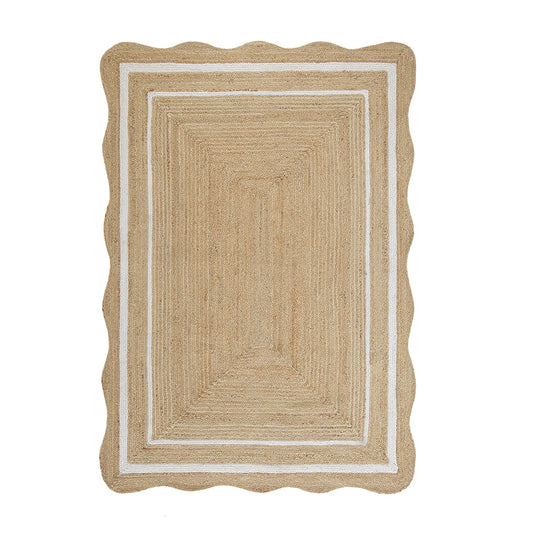 Jute Scalloped Bohemian Decor Handwoven Custom Decorative Rug