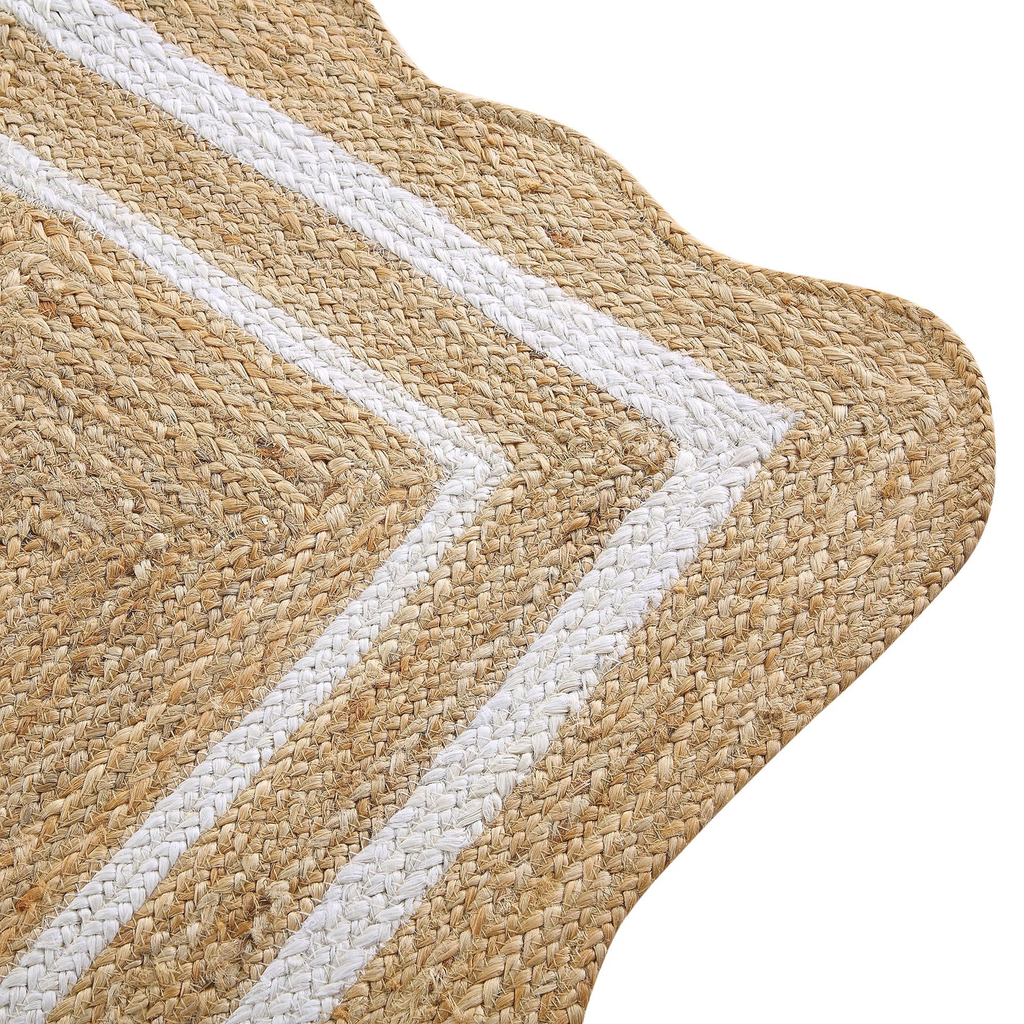 Jute Scalloped Bohemian Decor Handwoven Custom Decorative Rug